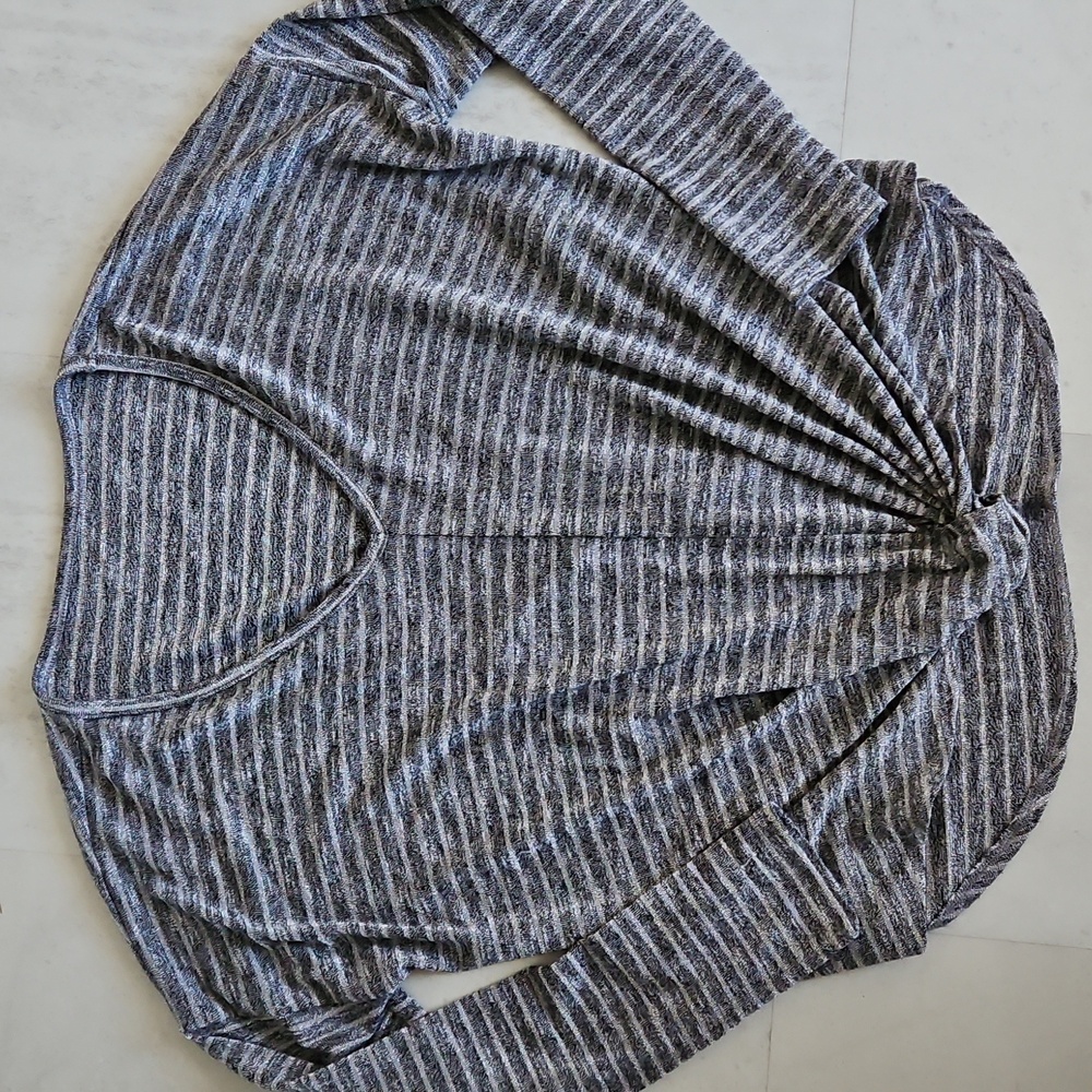 Striped V-Neck front knotted hemline Women's Top